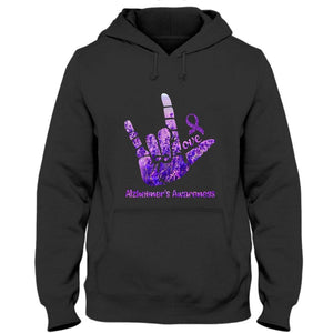 Love, Purple Ribbon Hand, Alzheimer's Awareness Shirt