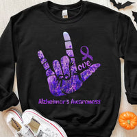 Love Ribbon Hand Alzheimer's Shirts
