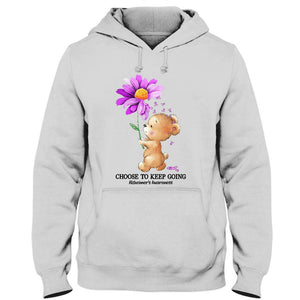 Elige seguir adelante, camiseta de concienciación sobre el Alzheimer, oso girasol morado