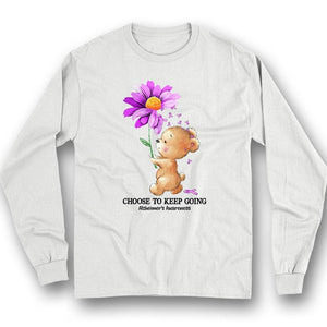 Elige seguir adelante, camiseta de concienciación sobre el Alzheimer, oso girasol morado