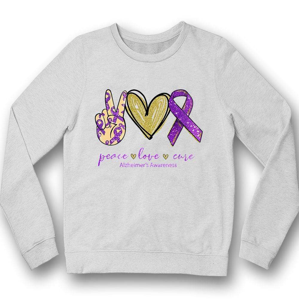Sudadera con capucha y camiseta con lazo morado y corazón para la enfermedad de Alzheimer
