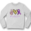 Peace Love Cure, Purple Ribbon Heart, Alzheimer's Awareness Shirt