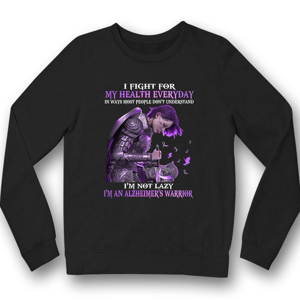 Lucho todos los días, camiseta de concienciación sobre el guerrero del Alzheimer, mujer con lazo morado