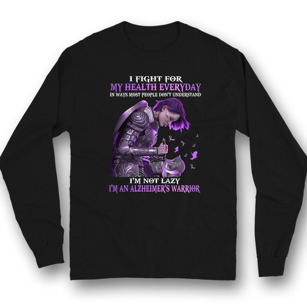 I Fight Everyday, Alzheimer's Warrior Awareness Shirt, Purple Ribbon Woman