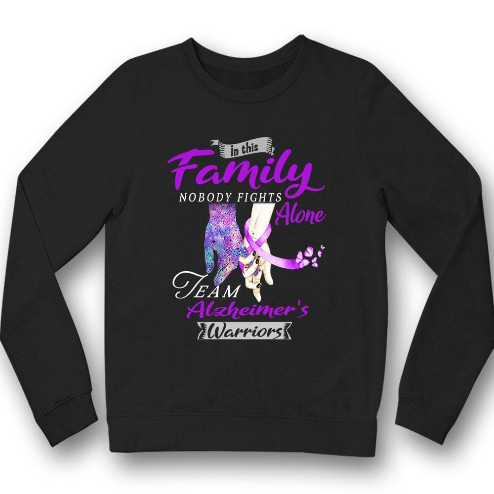 In Family Nobody Fights Alone, Alzheimer's Warrior Team Awareness Shirt