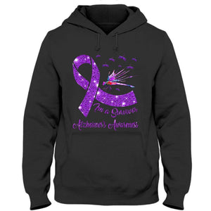 Soy un sobreviviente, camiseta de apoyo para la concienciación sobre el Alzheimer, libélula con lazo morado