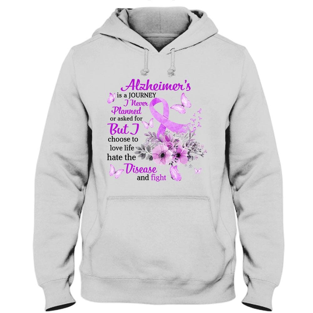 Camiseta de guerrero de concienciación sobre el Alzheimer, lucha por el amor y la vida, cinta con flores moradas