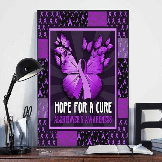 Esperanza de una cura con mariposas, póster de concienciación sobre el Alzheimer, lienzo