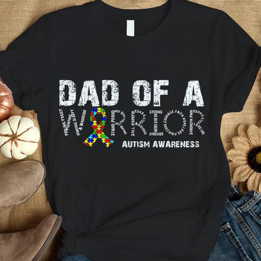 Camiseta de papá autista, papá de un guerrero, cinta con piezas de rompecabezas, camiseta de concienciación sobre el autismo