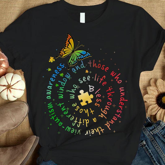 Bendice a quienes ven la luz a través de una ventana diferente, camiseta divertida de concienciación sobre el autismo