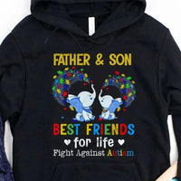 Best Friends For Life, Puzzle Piece Elephant Autism Dad & Son Hoodie, Shirt