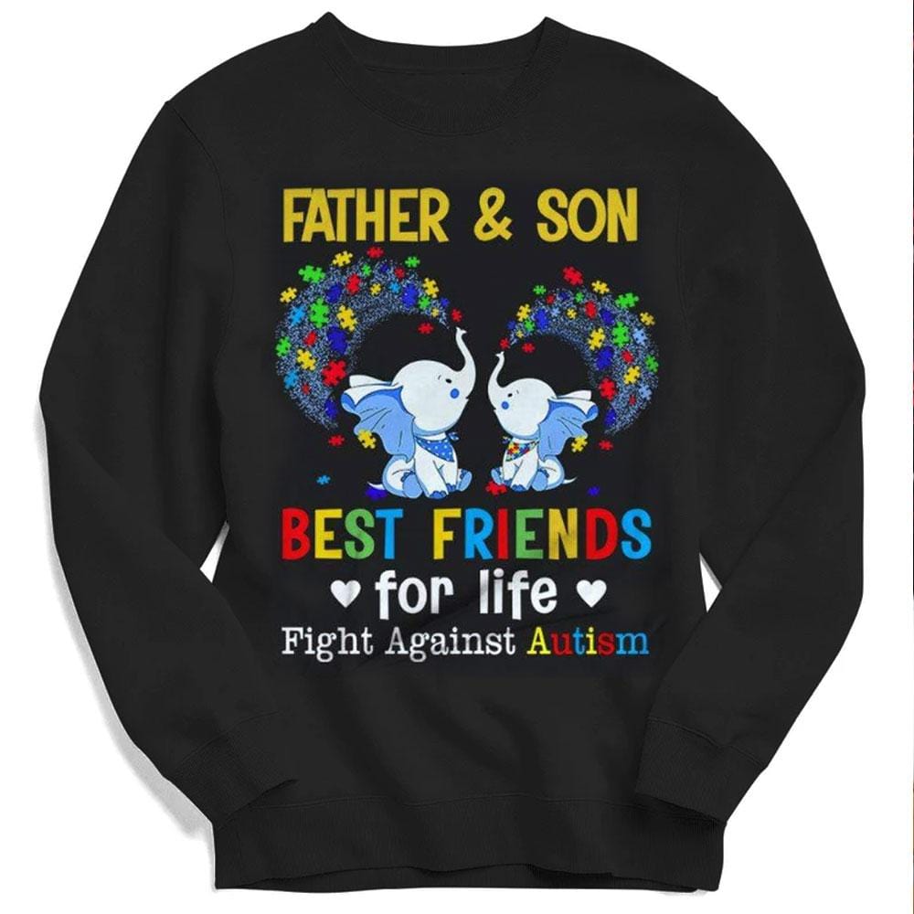 Sudadera con capucha, camiseta y diseño de mejores amigos de por vida, con piezas de rompecabezas, elefante, padre e hijo autistas