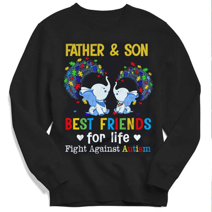 Sudadera con capucha, camiseta y diseño de mejores amigos de por vida, con piezas de rompecabezas, elefante, padre e hijo autistas