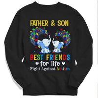 Best Friends For Life, Puzzle Piece Elephant Autism Dad & Son Hoodie, Shirt