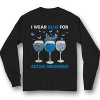 I Wear Blue, Autism Awareness Shirt, Puzzle Piece Ribbon Goblet