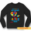 Personalized Autism Awareness Mom Dad Shirt, Big Piece Of Heart Is Son, Custom