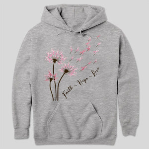 Dandelion Faith Hope Love Breast Cancer Awareness Sweatshirt, Shirts