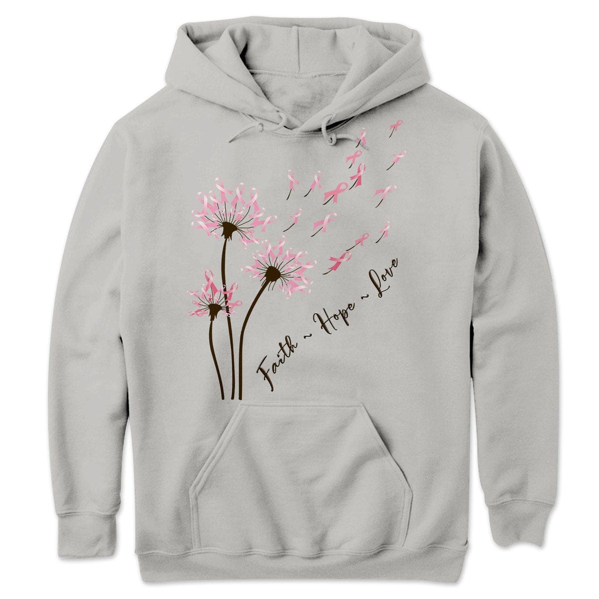 Long Sleeve Breast Cancer Shirts Dandelion Faith Hope Love