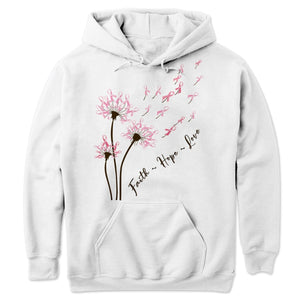 Dandelion Faith Hope Love Breast Cancer Awareness T Shirts