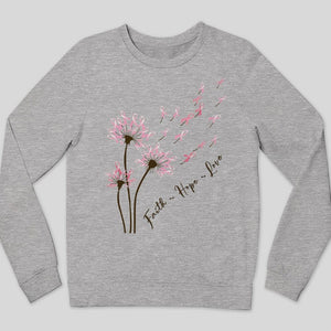 Dandelion Faith Hope Love Breast Cancer Awareness T Shirt