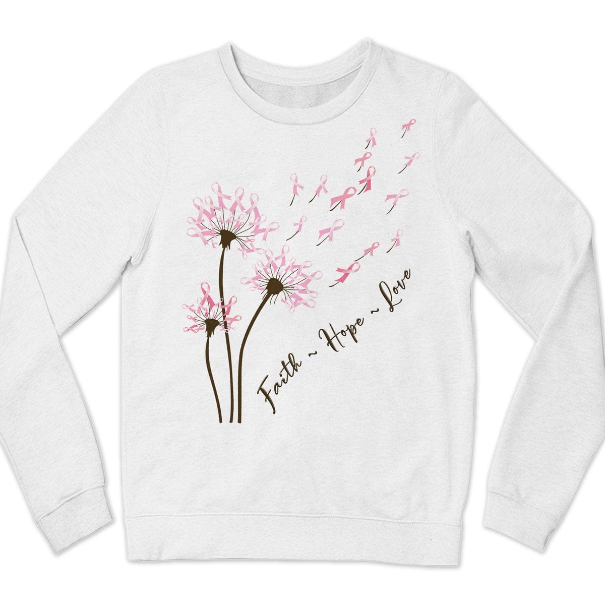 Dandelion Faith Hope Love Breast Cancer Awareness T Shirt