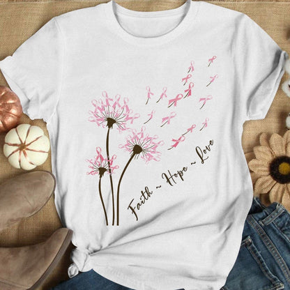 Dandelion Faith Hope Love Breast Cancer Awareness Sweatshirt, Shirts