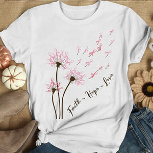 Dandelion Faith Hope Love Breast Cancer Awareness T Shirts