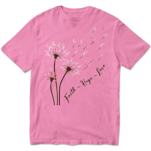 Dandelion Faith Hope Love Breast Cancer Awareness Long Sleeve Shirts