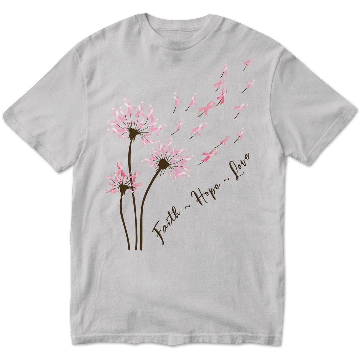 Long Sleeve Breast Cancer Shirts Dandelion Faith Hope Love