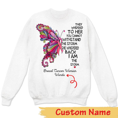 Personalized Breast Cancer Warrior, I Am The Storm, Pink Butterfly, Custom Breast Cancer Awareness Shirt