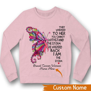 Personalized Breast Cancer Warrior, I Am The Storm, Pink Butterfly, Custom Breast Cancer Awareness Shirt