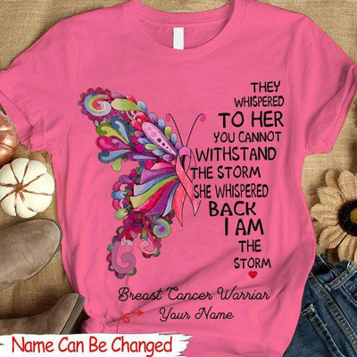 Personalized Breast Cancer Hoodie, I Am The Storm, Pink Butterfly, Custom Breast Cancer Awareness Hoodie