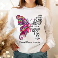 Breast Cancer Warrior Shirts I Am The Storm, Pink Butterfly