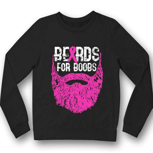 Sudadera con capucha y camiseta sobre el cáncer de mama de Beards For B00bs