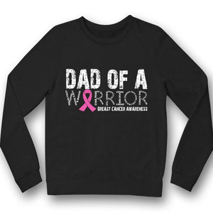 Camiseta de concienciación sobre el cáncer de mama con lazo rosa y el lema "Papá de un guerrero"