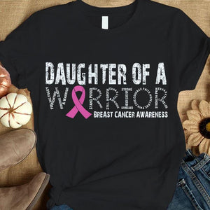 Camiseta con lazo rosa para concientizar sobre el cáncer de mama, hija de una guerrera