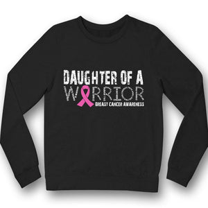 Camiseta con lazo rosa para concientizar sobre el cáncer de mama, hija de una guerrera