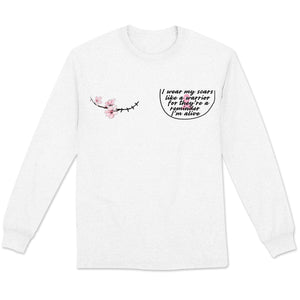 Llevo mis cicatrices como una guerrera, camiseta de apoyo a las guerreras, camiseta de concientización sobre el cáncer de mama