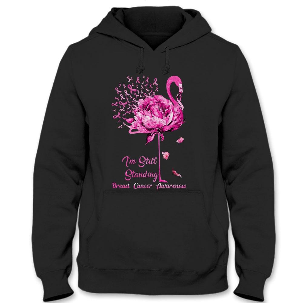 Camisetas de concienciación sobre el cáncer de mama con el flamenco "I'm Still Standing"