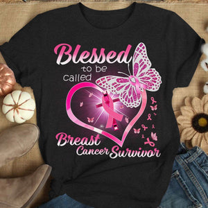 Blessed To Be Called, Pink Ribbon Heart & Butterfly Breast Cancer Sweatshirt, Shirts