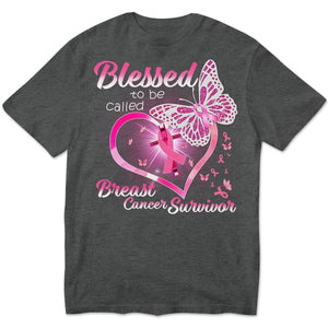 Camisetas de manga larga con lazo rosa y corazón y mariposa contra el cáncer de mama