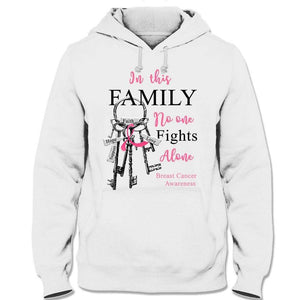 En esta familia nadie lucha solo, sudadera con capucha y camiseta con el logo de Ribbon Key contra el cáncer de mama