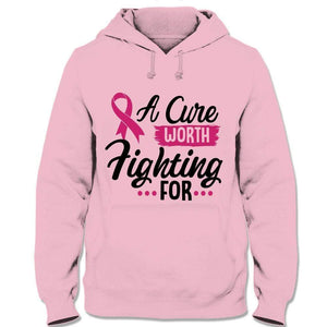 Sudadera con capucha y camiseta con lazo rosa contra el cáncer de mama, una cura que vale la pena combatir