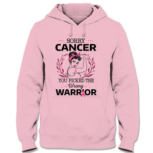 Lo sentimos, has elegido mal, camiseta de concientización sobre el cáncer de mama, mujer con lazo rosa