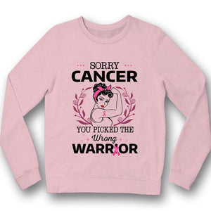 Lo sentimos, has elegido mal, camiseta de concientización sobre el cáncer de mama, mujer con lazo rosa