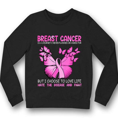 Un viaje que nunca planeé, camiseta de guerrero contra el cáncer de mama, mariposa con lazo rosa