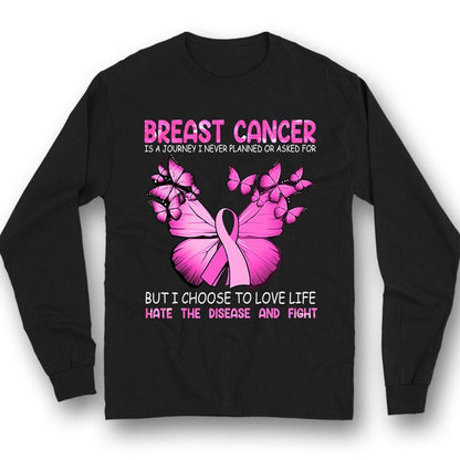 Un viaje que nunca planeé, camiseta de guerrero contra el cáncer de mama, mariposa con lazo rosa