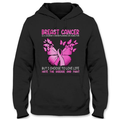 A Journey I Never Planned, Breast Cancer Warrior Awareness Shirt, Pink Ribbon Butterfly