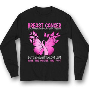 A Journey I Never Planned Pink Ribbon Butterfly Breast Cancer Hoodie, Shirt