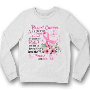 Love Life Fight, Breast Cancer Warrior Awareness Shirts, Pink Ribbon Flower